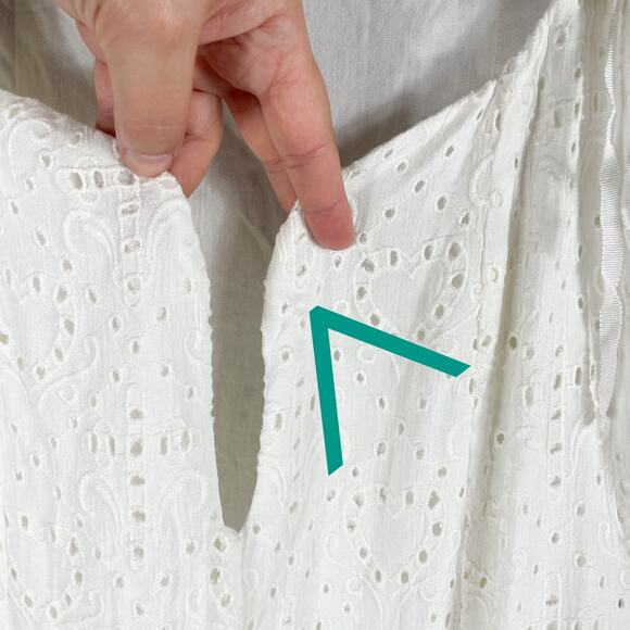 LPA Gabriella Eyelet Maxi Dress Ivory White V-Neck Side Slits Sleeveless Sz M - Picture 8 of 13